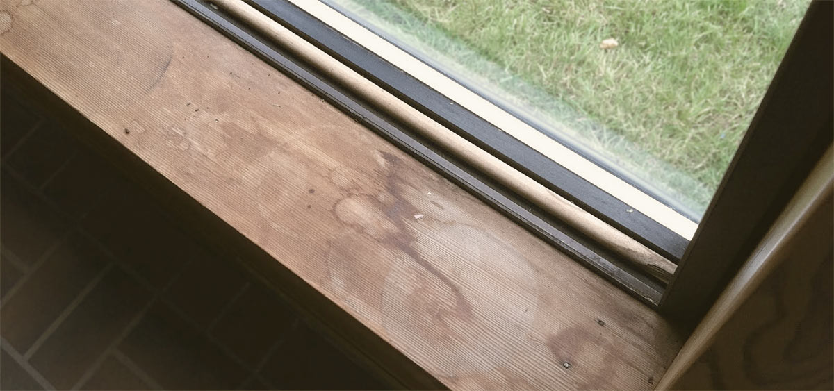 Water damaged window sill